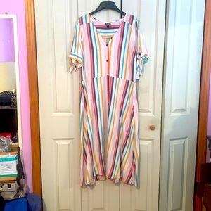 Women’s XL colorful striped button-down dress